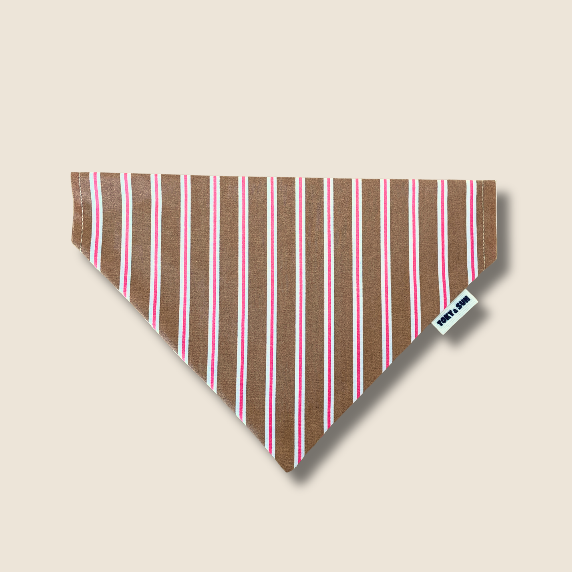Bandana pour chien à rayures roses et camel, accessoire tendance Toky and Sun